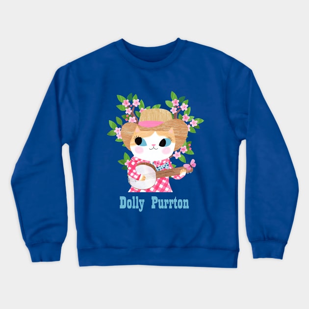 Dolly Purrton Crewneck Sweatshirt by Planet Cat Studio